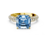 Yellow gold Fancy Blue Asscher  Solitaire with Pave Band and Four-Prong Setting_20