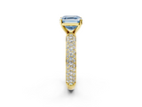 Yellow gold Fancy Blue Asscher  Solitaire with Pave Band and Four-Prong Setting_22