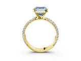 Yellow gold Fancy Blue Asscher  Solitaire with Pave Band and Four-Prong Setting_23
