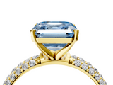 Yellow gold Fancy Blue Asscher  Solitaire with Pave Band and Four-Prong Setting_24