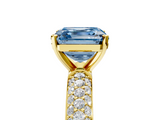 Yellow gold Fancy Blue Asscher  Solitaire with Pave Band and Four-Prong Setting_25