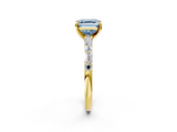 Yellow gold Fancy Blue Asscher  Solitaire with Side Baguettes and Channel Set Band_2