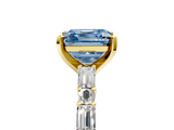 Yellow gold Fancy Blue Asscher  Solitaire with Side Baguettes and Channel Set Band_5