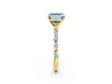 Yellow gold Fancy Blue Asscher  Solitaire with Side Stones on a Pavé Band and Four-Prong Setting_2