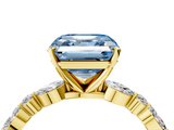 Yellow gold Fancy Blue Asscher  Solitaire with Side Stones on a Pavé Band and Four-Prong Setting_4