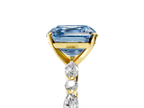 Yellow gold Fancy Blue Asscher  Solitaire with Side Stones on a Pavé Band and Four-Prong Setting_5
