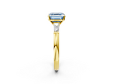Yellow gold Fancy Blue Asscher  Solitaire with Tapered Baguette Side Stones on a Classic Band with Four-Prong Setting_2