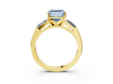 Yellow gold Fancy Blue Asscher  Solitaire with Tapered Baguette Side Stones on a Classic Band with Four-Prong Setting_3