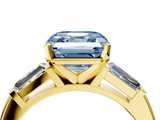 Yellow gold Fancy Blue Asscher  Solitaire with Tapered Baguette Side Stones on a Classic Band with Four-Prong Setting_4