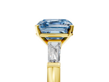 Yellow gold Fancy Blue Asscher  Solitaire with Tapered Baguette Side Stones on a Classic Band with Four-Prong Setting_5