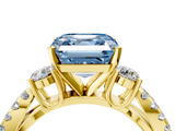 Yellow gold Fancy Blue Asscher  Three-Stone Diamond Ring with Pavé Split Shank and Four-Prong Setting_21