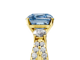 Yellow gold Fancy Blue Asscher  Three-Stone Diamond Ring with Pavé Split Shank and Four-Prong Setting_22