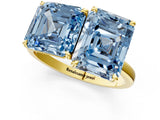 Yellow gold Fancy Blue Asscher  and Emerald Cut Toi Moi Ring with Prong Setting_50