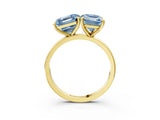 Yellow gold Fancy Blue Asscher  and Emerald Cut Toi Moi Ring with Prong Setting_52