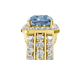 Yellow gold Fancy Blue Cushion -Cut Halo Diamond Ring with Split Shank and Four-Prong Setting_76