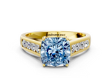 Yellow gold Fancy Blue Cushion  Brilliant Channel-Set Solitaire Ring with Four-Prong Setting_38