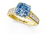 Yellow gold Fancy Blue Cushion  Brilliant Channel-Set Solitaire Ring with Four-Prong Setting_39