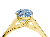 Yellow gold Fancy Blue Cushion  Brilliant Channel-Set Solitaire Ring with Four-Prong Setting_42