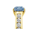 Yellow gold Fancy Blue Cushion  Brilliant Channel-Set Solitaire Ring with Four-Prong Setting_43