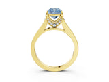 Yellow gold Fancy Blue Cushion  Brilliant Cut Diamond Engagement Ring with Pavé Band and Four-Prong Setting_51