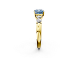 Yellow gold Fancy Blue Cushion  Brilliant Cut Diamond Five-Stone Prong Set Engagement Ring with Channel Band_5