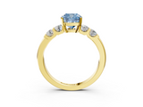 Yellow gold Fancy Blue Cushion  Brilliant Cut Diamond Five-Stone Prong Set Engagement Ring with Channel Band_6
