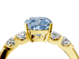 Yellow gold Fancy Blue Cushion  Brilliant Cut Diamond Five-Stone Prong Set Engagement Ring with Channel Band_7