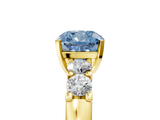Yellow gold Fancy Blue Cushion  Brilliant Cut Diamond Five-Stone Prong Set Engagement Ring with Channel Band_8