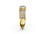 Yellow gold Fancy Blue Cushion  Brilliant Diamond Channel Set Wide Band Ring with Bezel Setting_22