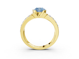 Yellow gold Fancy Blue Cushion  Brilliant Diamond Channel Set Wide Band Ring with Bezel Setting_23