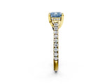 Yellow gold Fancy Blue Cushion  Brilliant Diamond Solitaire with Pavé Band and Four-Prong Setting 2