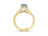 Yellow gold Fancy Blue Cushion  Brilliant Diamond Solitaire with Pavé Band and Four-Prong Setting 3