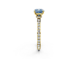 Yellow gold Fancy Blue Cushion  Brilliant Pavé Band Solitaire with Four-Prong Setting_43