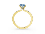 Yellow gold Fancy Blue Cushion  Brilliant Pavé Band Solitaire with Four-Prong Setting_44