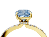 Yellow gold Fancy Blue Cushion  Brilliant Pavé Band Solitaire with Four-Prong Setting_45