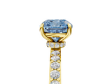 Yellow gold Fancy Blue Cushion  Brilliant Pavé Band Solitaire with Four-Prong Setting_46