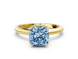 Yellow gold Fancy Blue Cushion  Brilliant Solitaire Engagement Ring with Six-Prong Setting and Classic Band_20