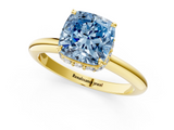 Yellow gold Fancy Blue Cushion  Brilliant Solitaire Engagement Ring with Six-Prong Setting and Classic Band_21