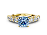 Yellow gold Fancy Blue Cushion  Brilliant Solitaire with Pavé Band and Four-Prong Setting_42