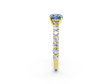 Yellow gold Fancy Blue Cushion  Brilliant Solitaire with Pavé Band and Four-Prong Setting_44