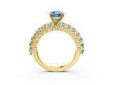 Yellow gold Fancy Blue Cushion  Brilliant Solitaire with Pavé Band and Four-Prong Setting_45
