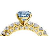 Yellow gold Fancy Blue Cushion  Brilliant Solitaire with Pavé Band and Four-Prong Setting_46