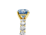 Yellow gold Fancy Blue Cushion  Brilliant Solitaire with Pavé Band and Four-Prong Setting_47