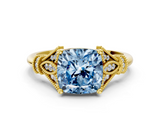 Yellow gold Fancy Blue Cushion  Brilliant Solitaire with Pave Band and Four-Prong Setting_20