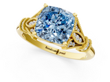 Yellow gold Fancy Blue Cushion  Brilliant Solitaire with Pave Band and Four-Prong Setting_21