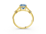 Yellow gold Fancy Blue Cushion  Brilliant Solitaire with Pave Band and Four-Prong Setting_23
