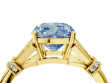 Yellow gold Fancy Blue Cushion  Brilliant Solitaire with Pave Band and Four-Prong Setting_24