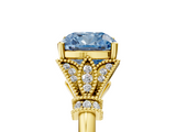Yellow gold Fancy Blue Cushion  Brilliant Solitaire with Pave Band and Four-Prong Setting_25