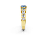 Yellow gold Fancy Blue Cushion  Brilliant Solitaire with Side Stones on a Pave Band and Four-Prong Setting_26