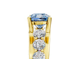 Yellow gold Fancy Blue Cushion  Brilliant Solitaire with Side Stones on a Pave Band and Four-Prong Setting_29